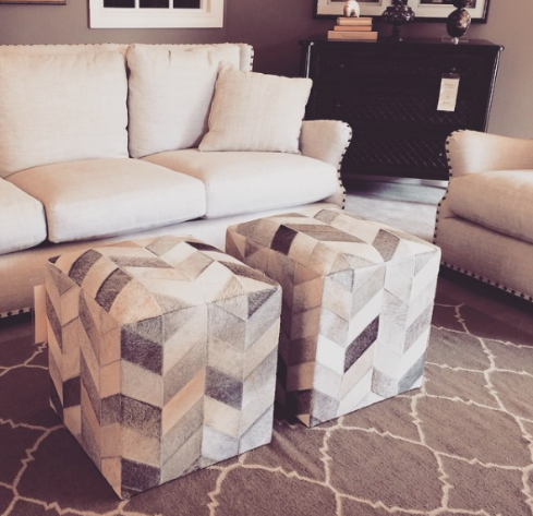 Mendocino Hair on Hide Pouf