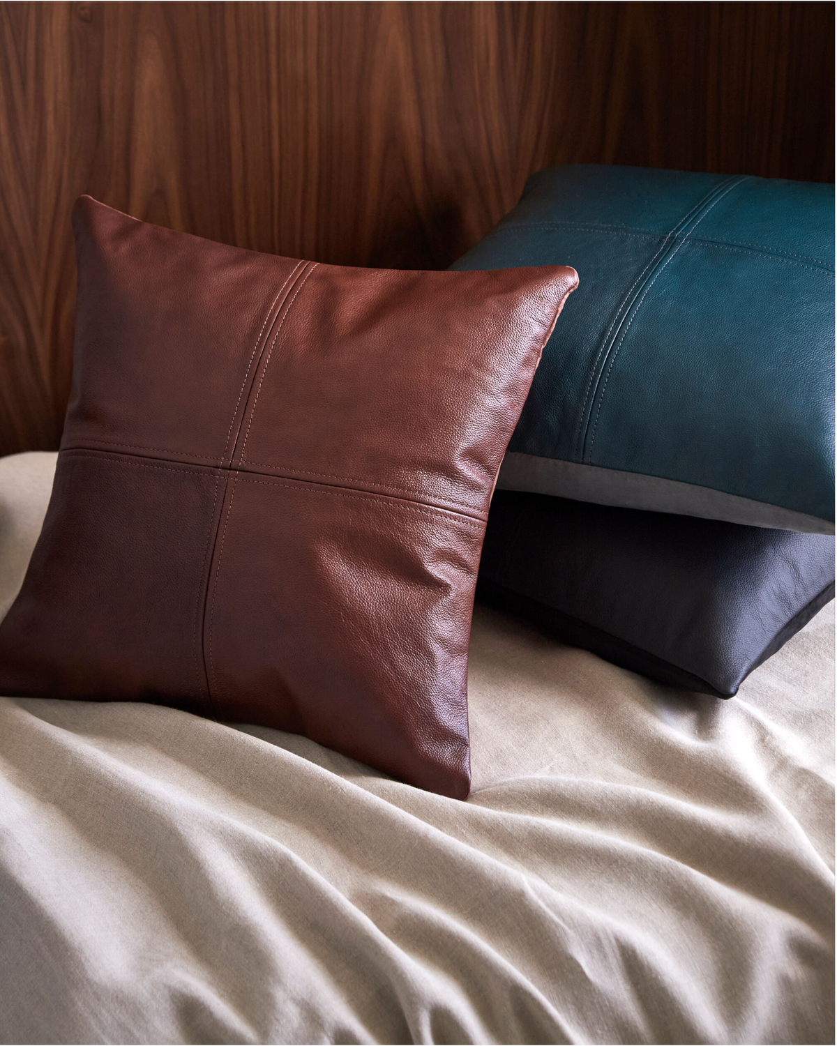 Cross Stitched Leather Pillows