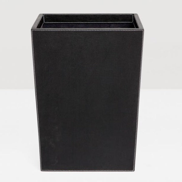 Black Leather Wastebasket