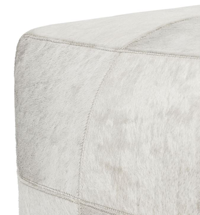 Ivory Hair on Hide Pouf