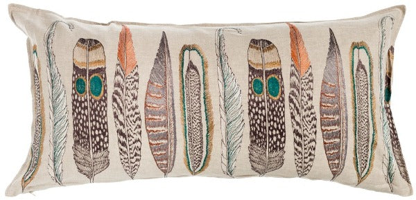 Embroidered Feathers Pillow