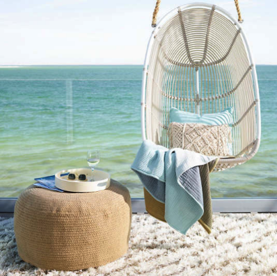 Natural Braided Indoor/Outdoor Pouf