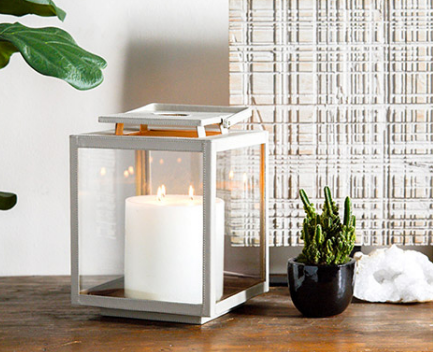 Leather Hurricane Lanterns - Set of 2