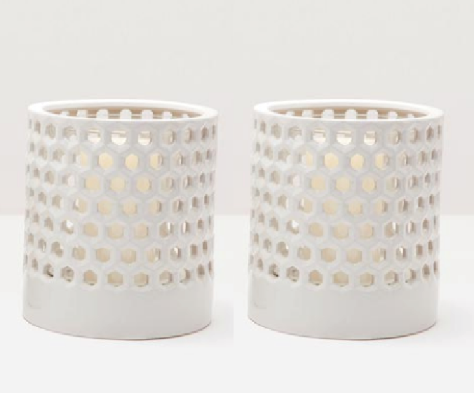 Ceramic Hurricane Lanterns - Set of 2
