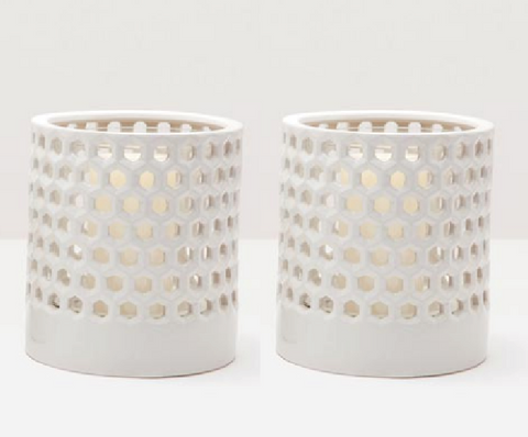 Ceramic Hurricane Lanterns - Set of 2