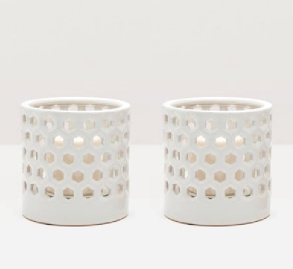 Ceramic Hurricane Lanterns - Set of 2