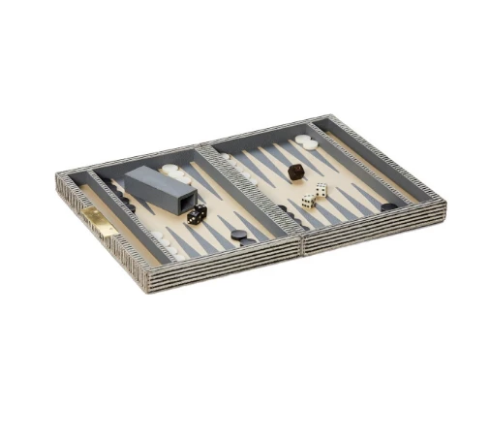 Striped Hair on Hide Backgammon Set