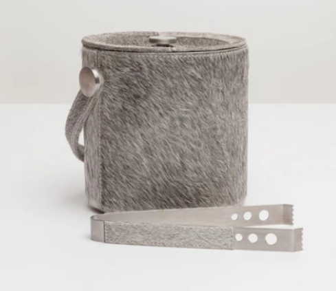 Hair on Hide Ice Bucket and Tongs Sets