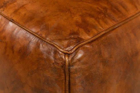 Laramie Leather Cube Ottoman