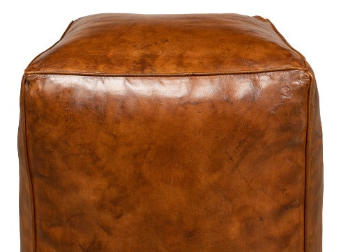 Laramie Leather Cube Ottoman